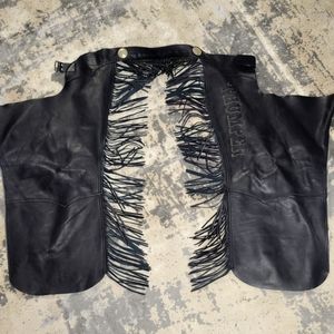 Black Leather Fringe chaps